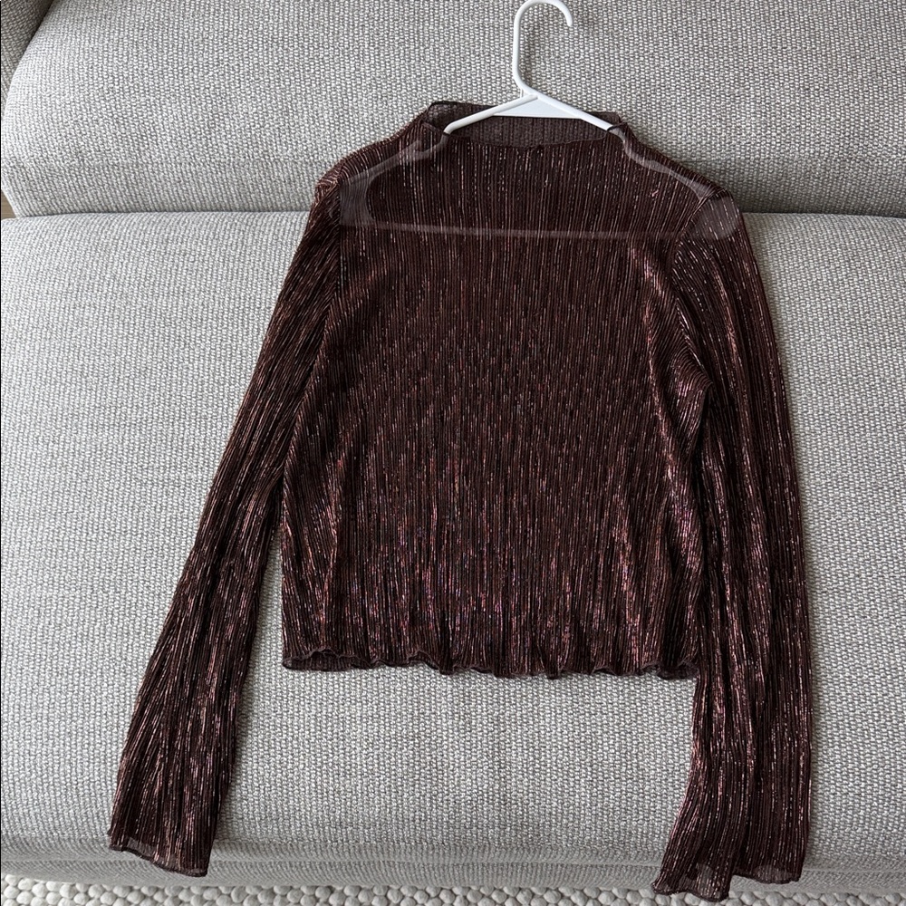 Anthropologie Metallic Brown Knit Top